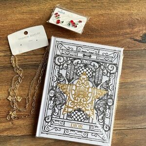 Dior White and Gold Star Notebook with Jewelry